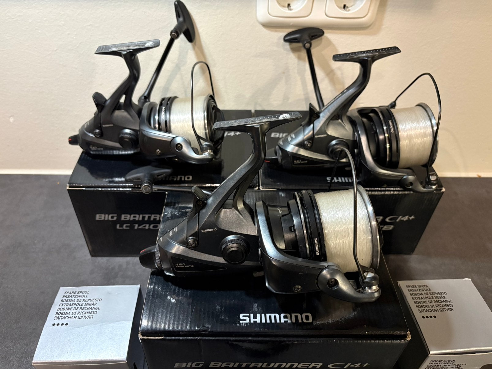 3 stuks Shimano Big Baitrunner LC 14000 XTB Ci4+ (als nieuw), Watersport en Boten, Hengelsport | Karpervissen, Ophalen, Zo goed als nieuw