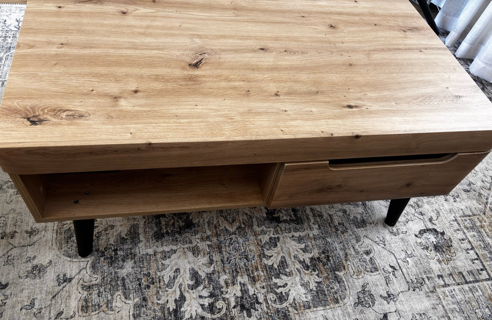 Meubella salontafel met opbergruimte, 100 tot 150 cm, Eikenhout, Ophalen of Verzenden, Zo goed als nieuw