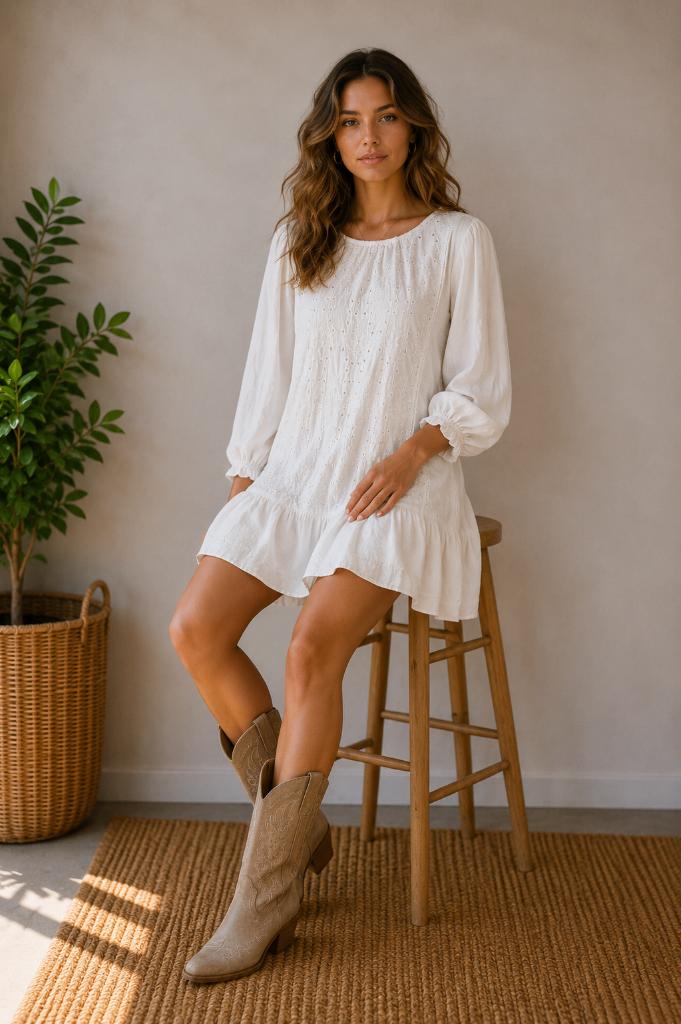 y2k Esprit boho jurk – wit – maat M (38), Kleding | Dames, Maat 38/40 (M), Wit, Ophalen of Verzenden, Zo goed als nieuw