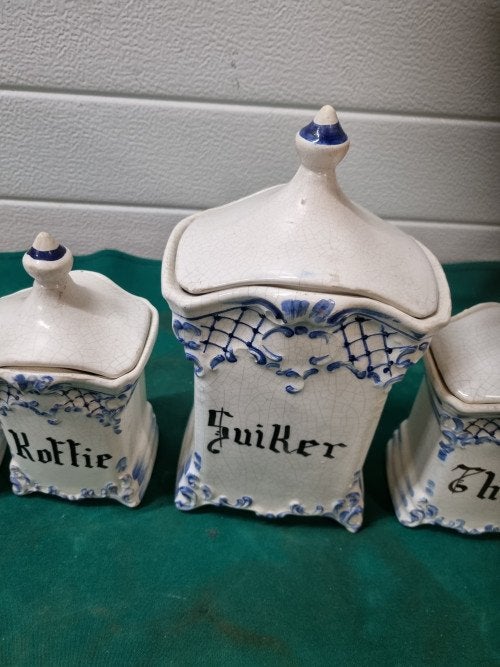 voorraadpotten suiker koffie thee zout peper, Ophalen of Verzenden, 'T Olde Gre-j, Info@toldegrej.nl, Endepoelstraat 20f Didam