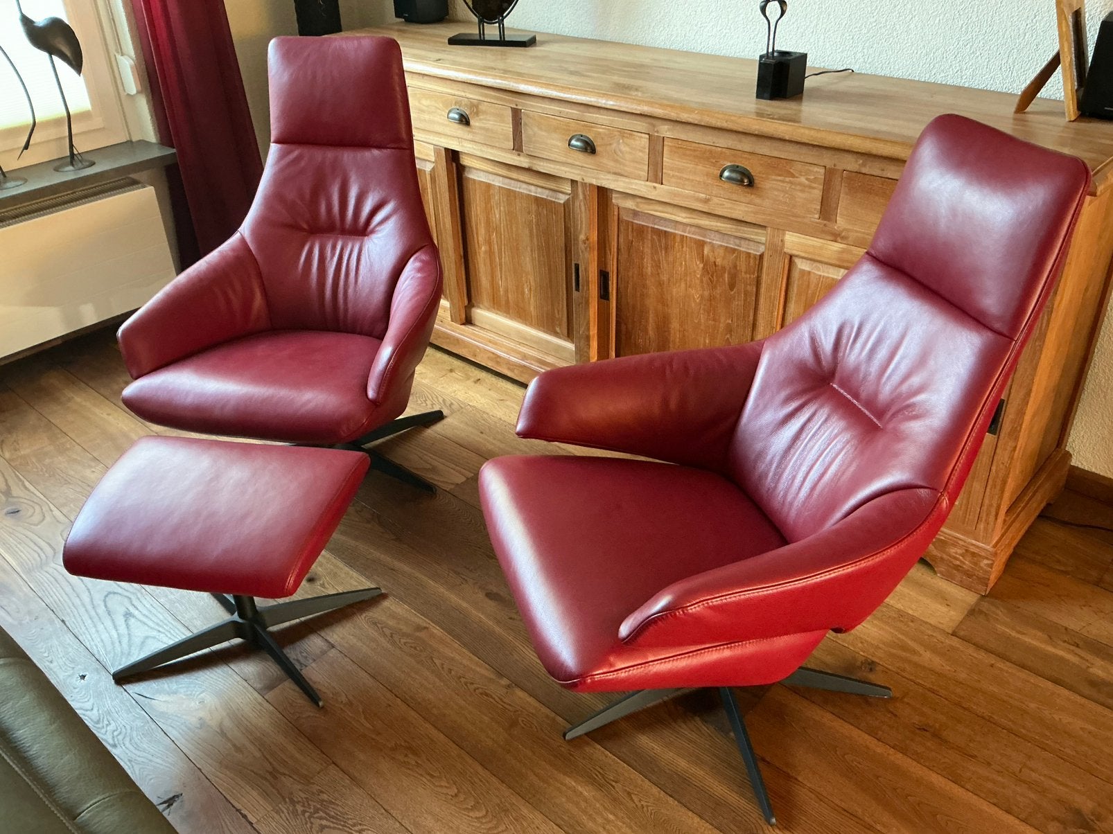 Twee 100% lederen GEALUX relacfauteuils, als nieuw!, Ophalen of Verzenden, Zo goed als nieuw, 50 tot 75 cm