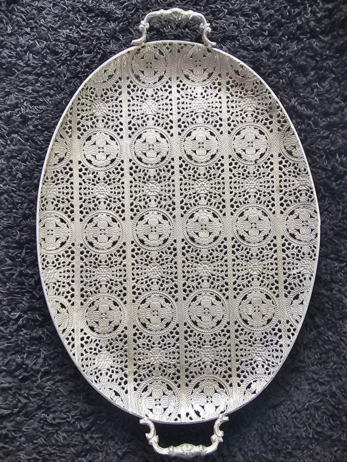 Decoratief Zilverkleurig blad - 60x40 cm, Ophalen of Verzenden, Zo goed als nieuw, Ovaal, Metaal