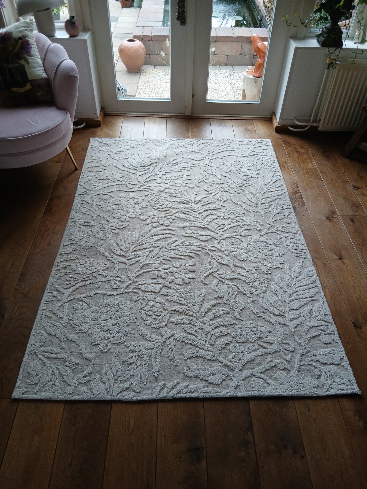 Loberon Vloerkleed met Bladmotief, Ophalen, 100 tot 150 cm, Zo goed als nieuw, Modern, Landelijk, Botanisch