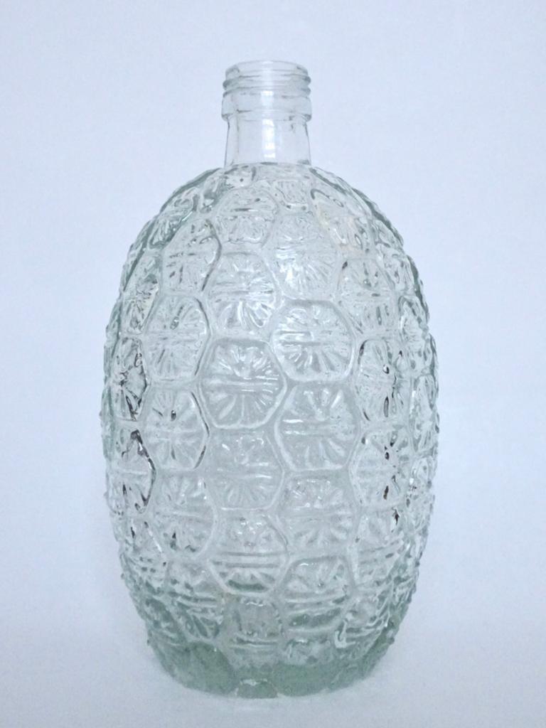 Grote vintage 60s 70s fles glas vaas ananas design retro, Ophalen