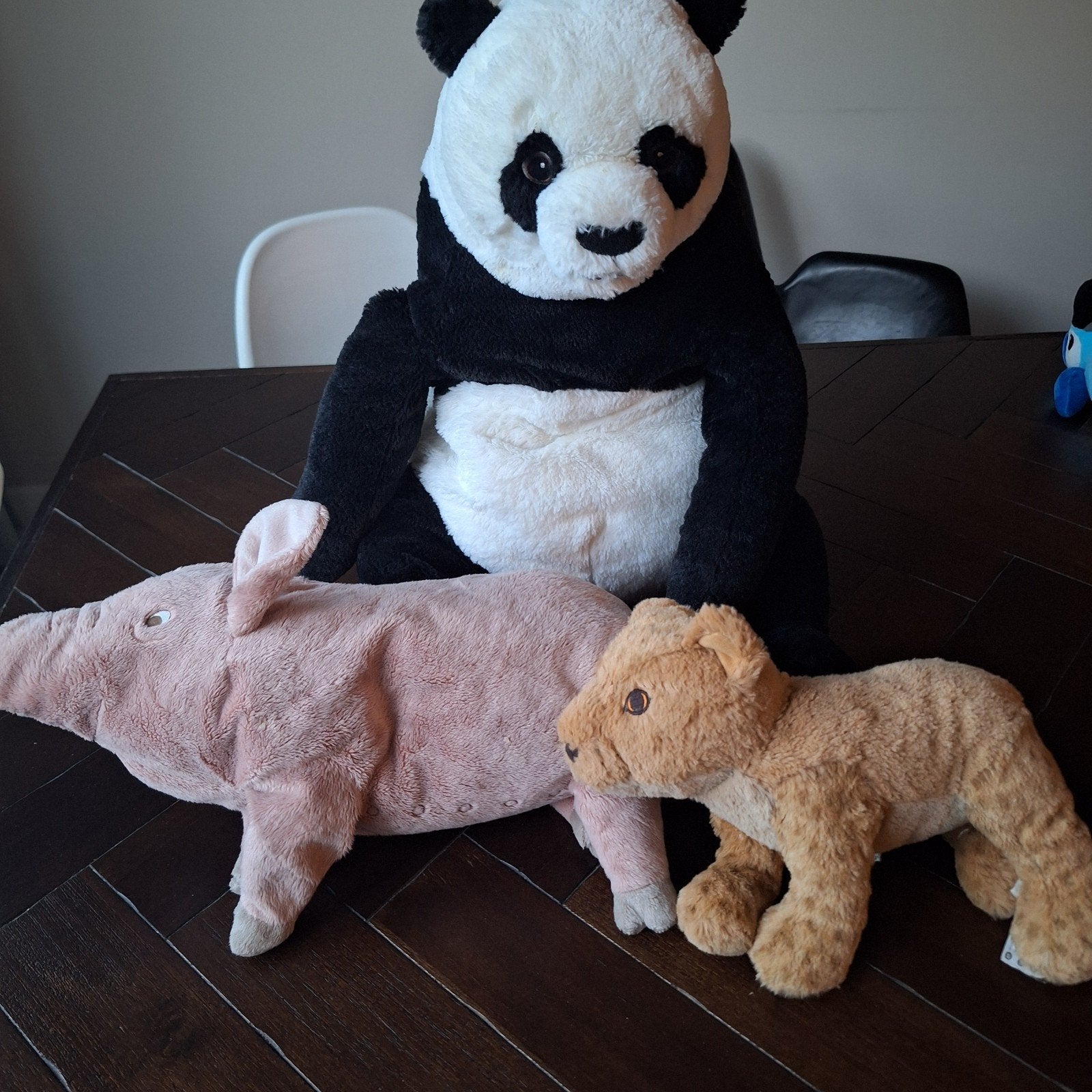 Drie leuke knuffels van Ikea (Panda, Varken, Leeuw), Ophalen, IKEA, Beer, Zwart