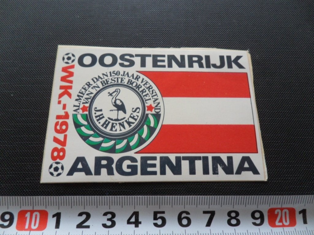 sticker vlag oostenrijk henkes jenever voetbal WK 1978, Ophalen of Verzenden, Zo goed als nieuw