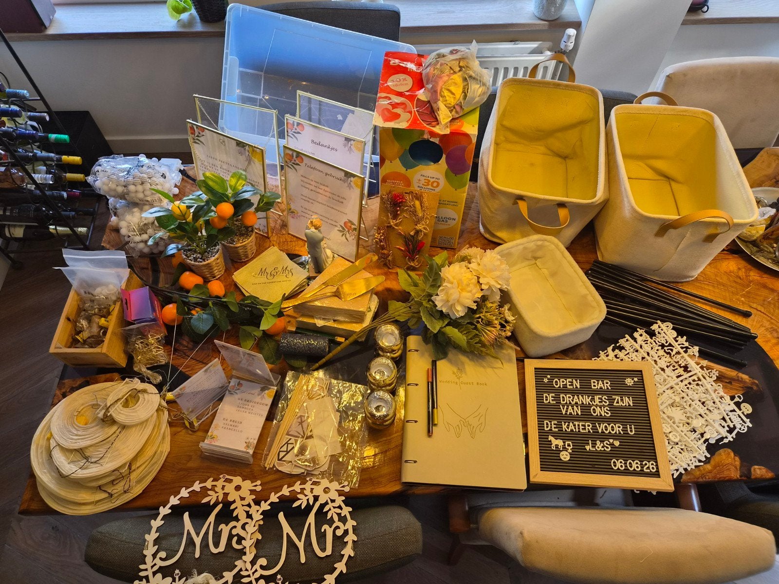 Complete bruiloft decoratie en benodigdheden pakket, Ophalen, Zo goed als nieuw, Versiering, Geboorte of Huwelijk