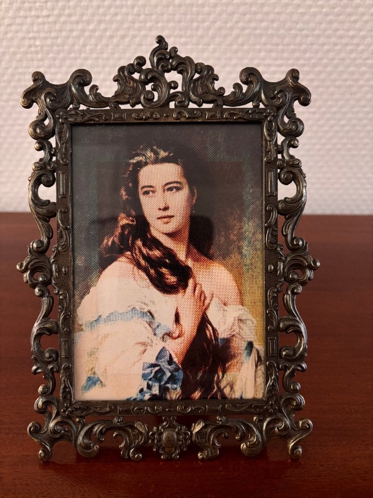Vintage fotolijst van koper met rijke decoratie. Italië., Ophalen of Verzenden