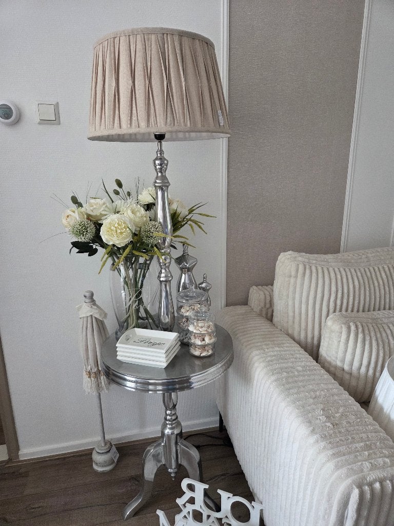 zgan  riviera maison  lampenkap  groot!  beige/zand/linnen, Ophalen of Verzenden, Zo goed als nieuw, Beige, Rond