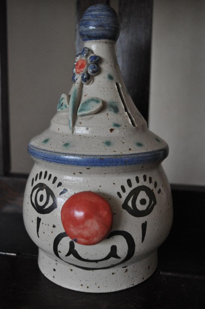 Vintage Spaarpot Clown 22 cm, Ophalen of Verzenden, Gebruikt, Steen, Aardewerk of Keramiek, Overige thema's