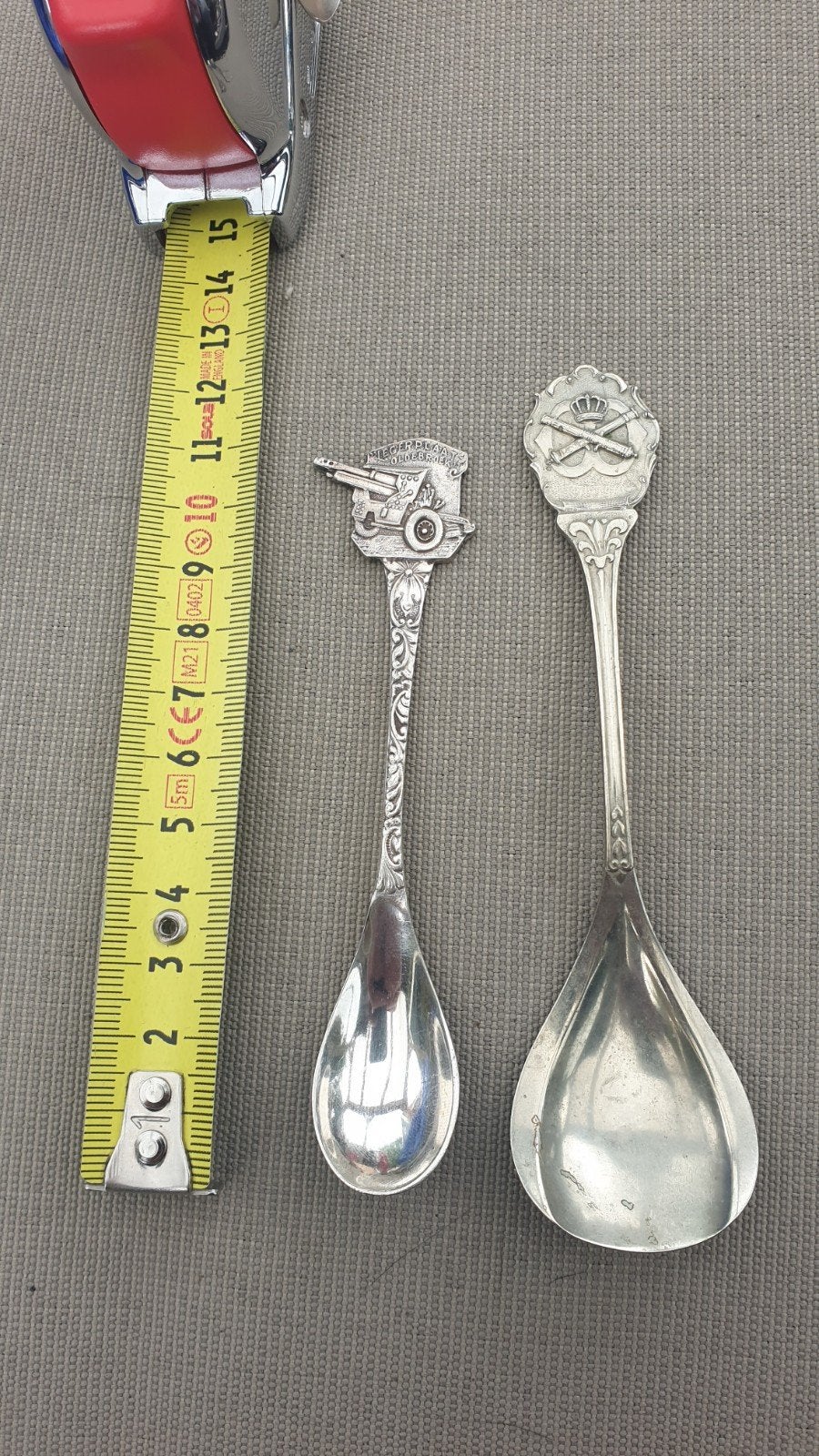 Twee antieke verzamellepels: Legerplaats Oldebroek & Kroon, Ophalen of Verzenden