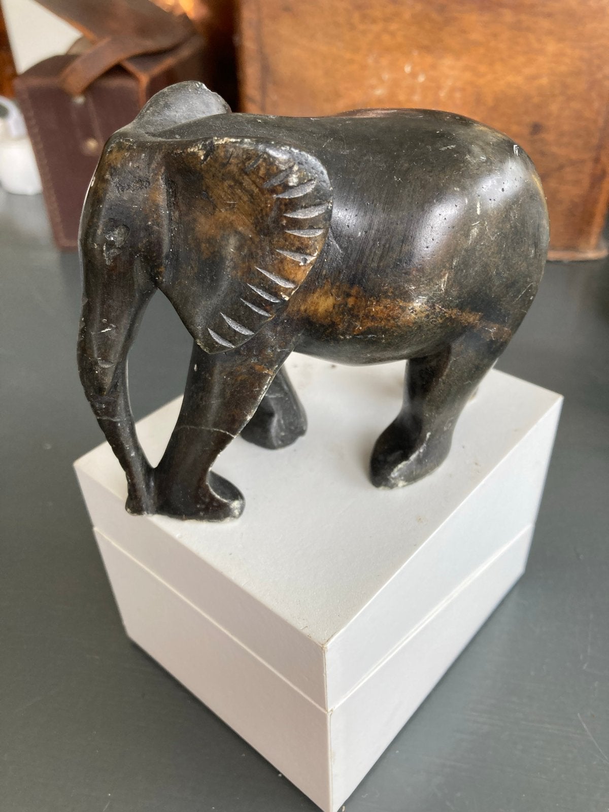 Vintage olifant beeldje van steen, Ophalen of Verzenden, Gebruikt, Dier