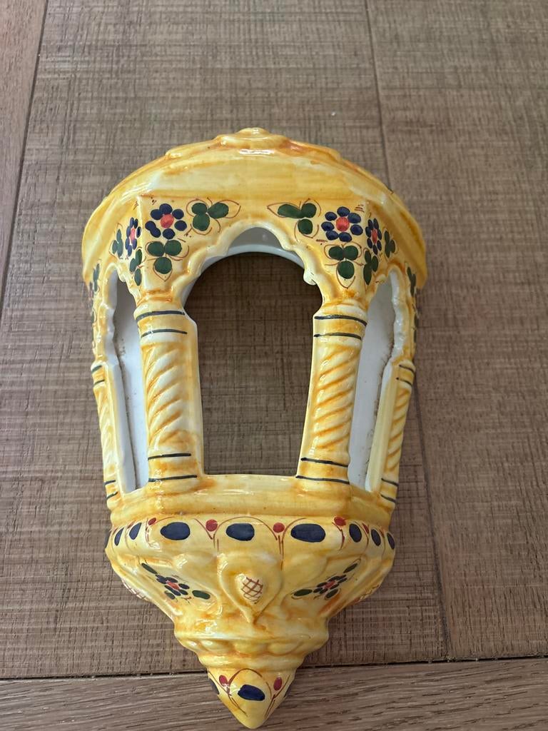Originele Spaanse wandhouder voor kaars, geel keramiek, Antiek en Kunst, Ophalen