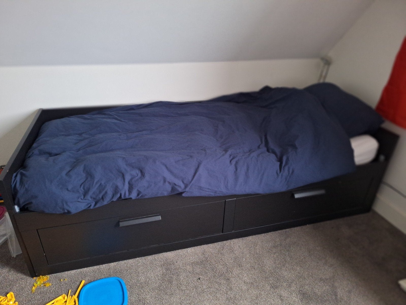 Bed Ikea 80 x 200 uitschuifbaar tot 160 x 200. Zwart, Ophalen, Tweepersoons, 80 cm