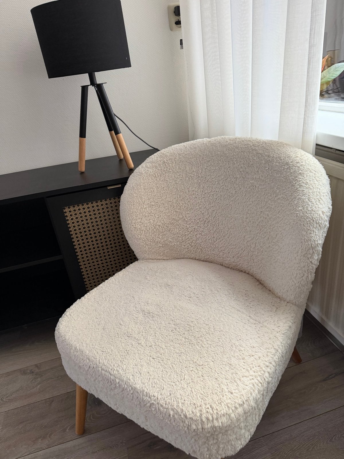 Teddy fauteuil - Crème, Ophalen, Minder dan 75 cm, Zo goed als nieuw, Stof