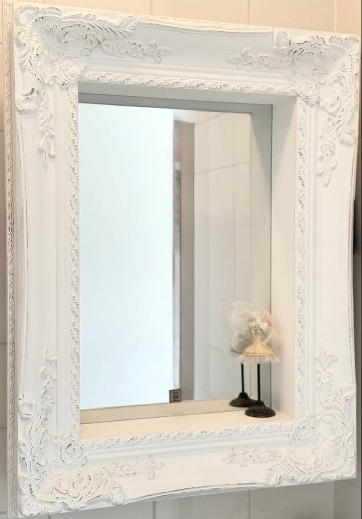 Riviera Maison Hampton Spiegel - Wit - 85x65 cm, Ophalen of Verzenden, Zo goed als nieuw, Minder dan 100 cm, Rechthoekig