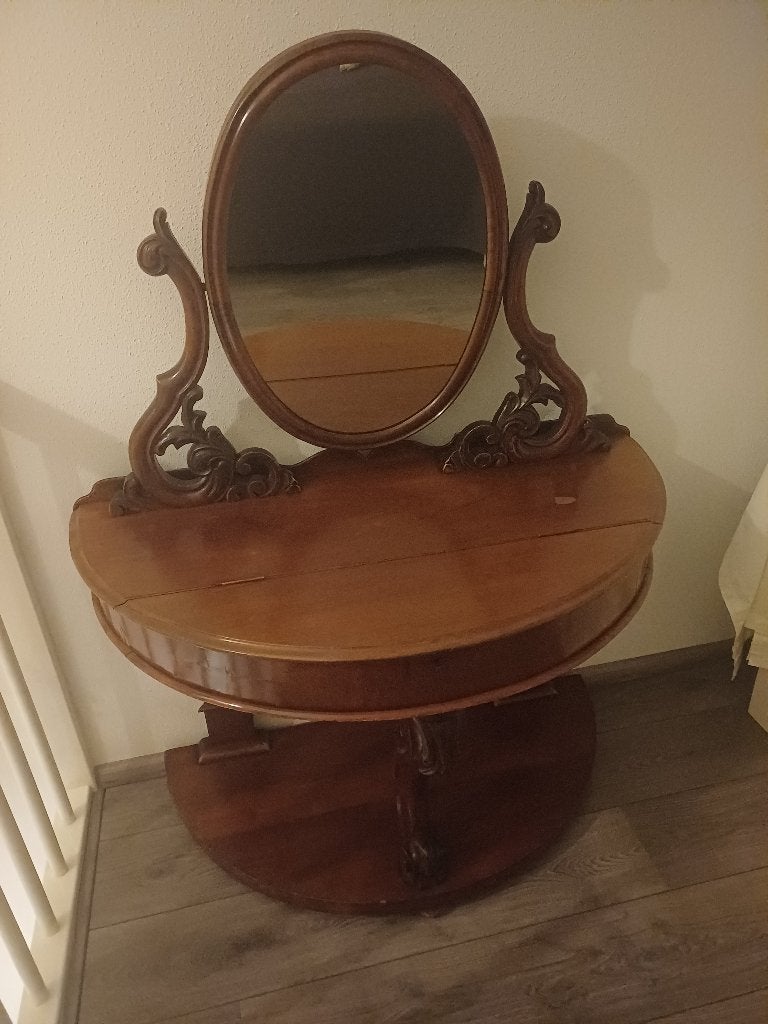 Antieke kaptafel met spiegel - Houten dressoir, Ophalen