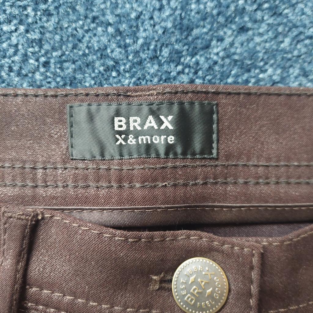 Donker bruine broek brax, suede/ leerlook, Ophalen of Verzenden, Zo goed als nieuw, Bruin, Lang