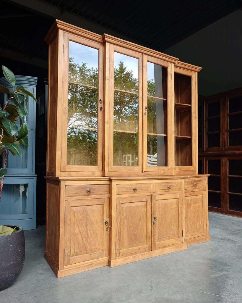 Teakhouten winkelkast | Winkelvitrine | Buffetkast #0250, Niet ingevuld, Glas, Gebruikt, Met deur(en)