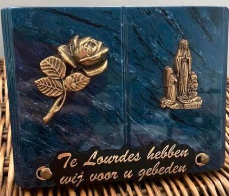 LOURDES marmeren zware standaard,Maria en Bernadette ,mooi!, Ophalen of Verzenden