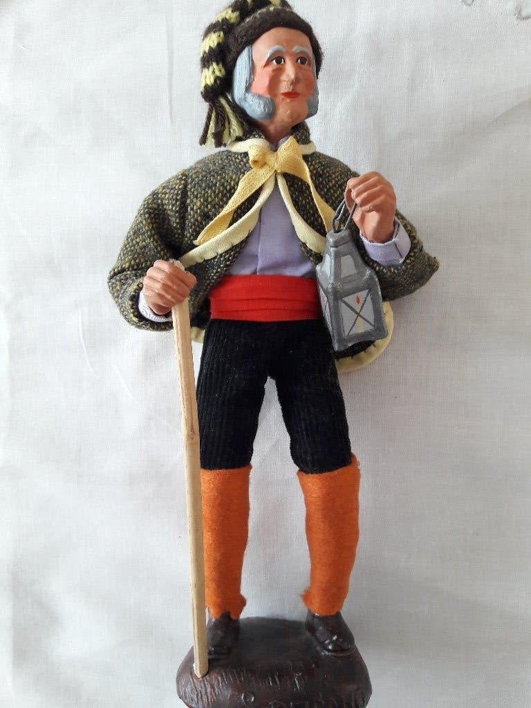 Mooie Santon de Provence S. Peirano man met lantaarn en stok, Ophalen of Verzenden
