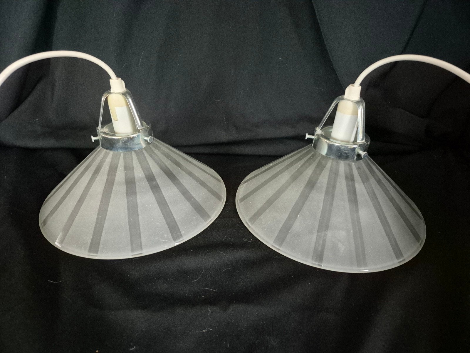 set van 2 ikea HAVE vintage hanglampen glas frosted, Ophalen of Verzenden, Zo goed als nieuw, Glas