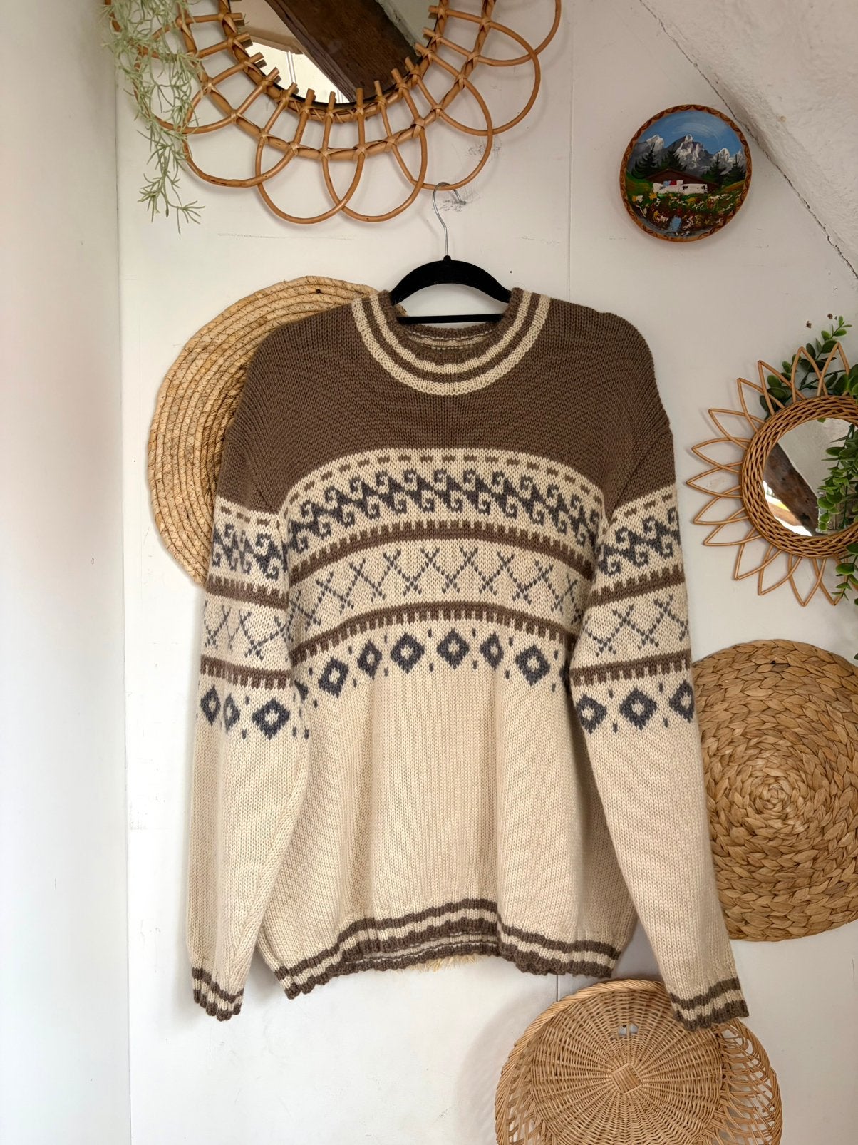 Vintage alpaca wollen trui Bergere de France, Kleding | Heren, Ophalen of Verzenden, Zo goed als nieuw, Maat 56/58 (XL), Beige
