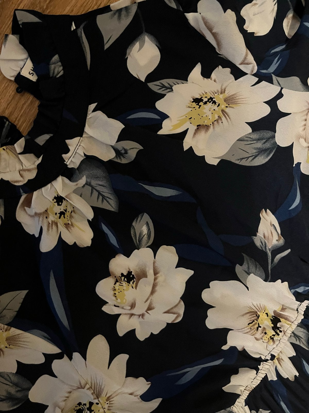 Shein Bloemenjurk - donkerblauw met Witte Bloemen, Zwart, Ophalen of Verzenden, Zo goed als nieuw, Maat 36 (S)