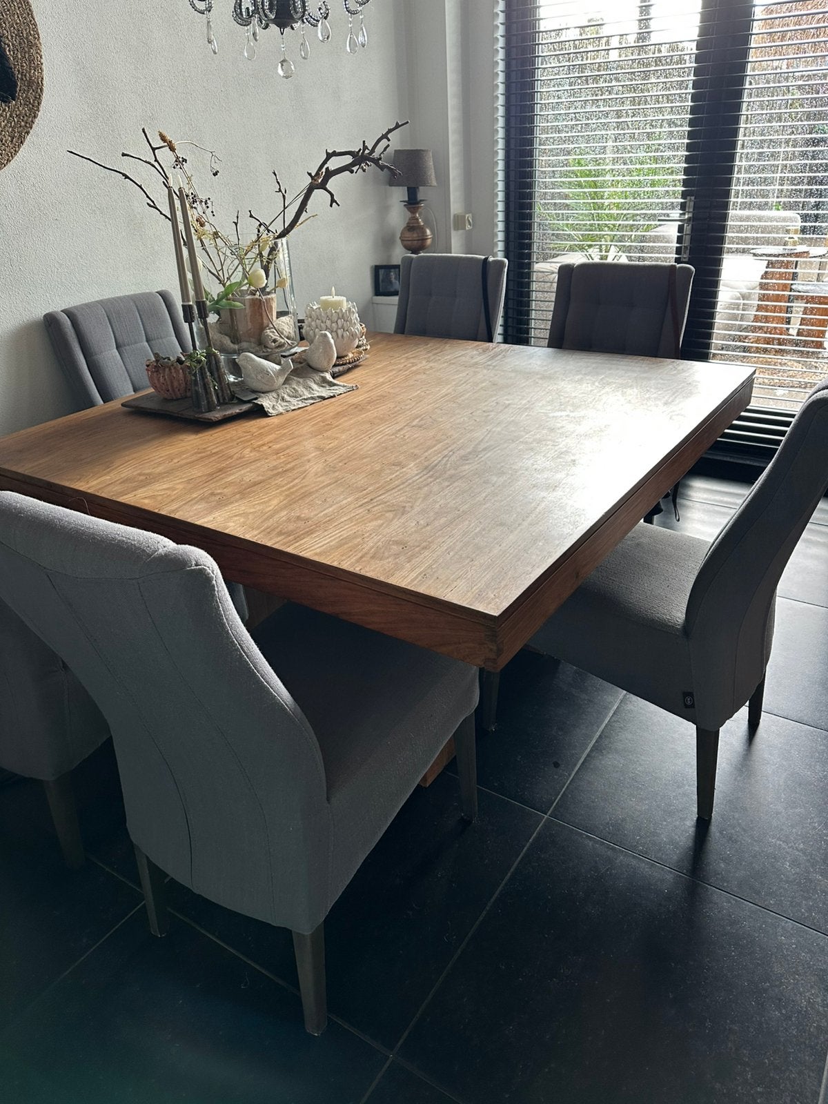 Vierkante teak houten tafel, Ophalen of Verzenden, Zo goed als nieuw, Vierkant, 50 tot 100 cm