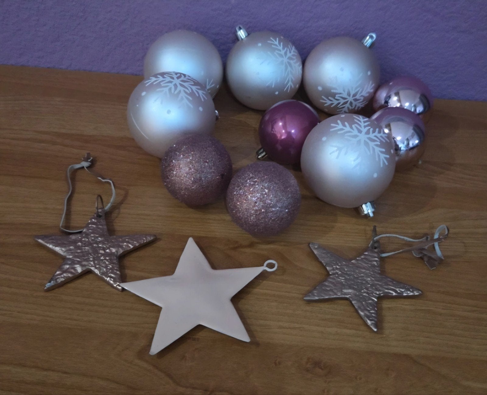 kerstballen set rose, Ophalen of Verzenden, Gebruikt