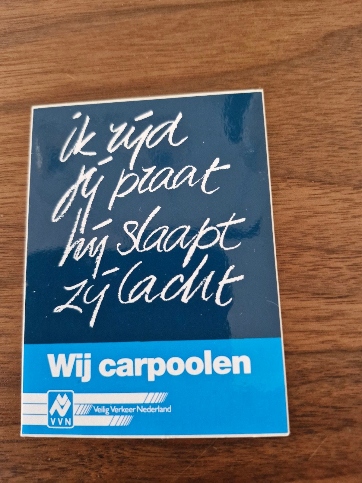 8501 Vintage VVN Carpool Sticker - 'Wij carpoolen', Ophalen of Verzenden