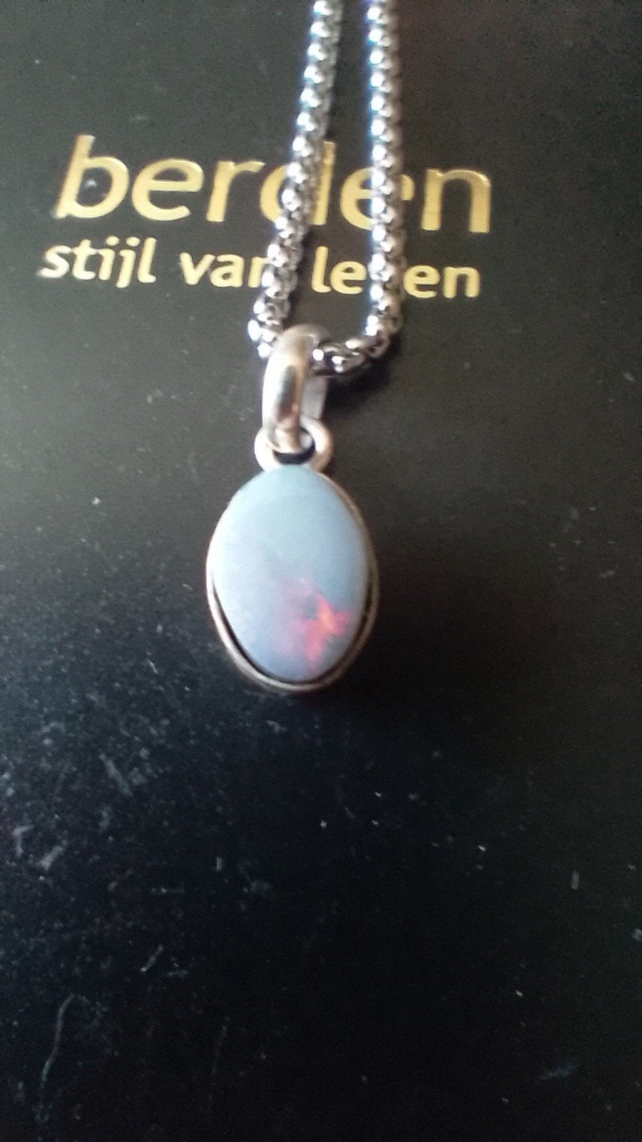 Zilveren Hanger met Opaal - 925 Zilver, Gebruikt, Overige voorstellingen, Ophalen of Verzenden, Met edelsteen
