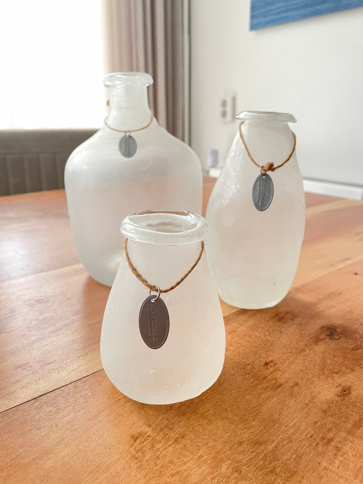 Set van 3 Riverdale vaasjes, Ophalen, Zo goed als nieuw, Wit, Glas