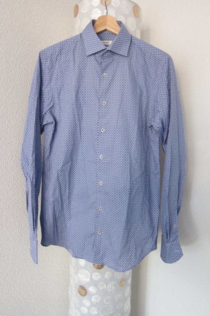 Van gils overhemd blauwe patronen tailored fit 40, Kleding | Heren, Overhemden, Blauw, Zo goed als nieuw, Schipluidenlaan 20 5035KJ Tilburg