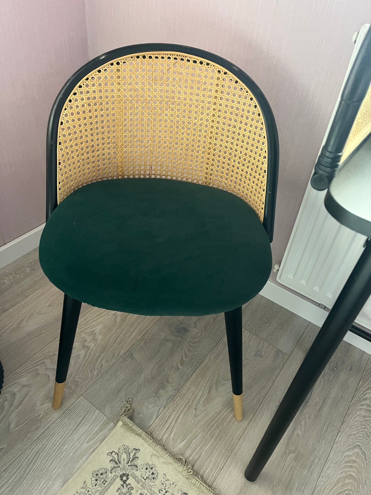 Webbing stoel met fluweelgroene zitting, Ophalen, Gebruikt, Zwart, Eén