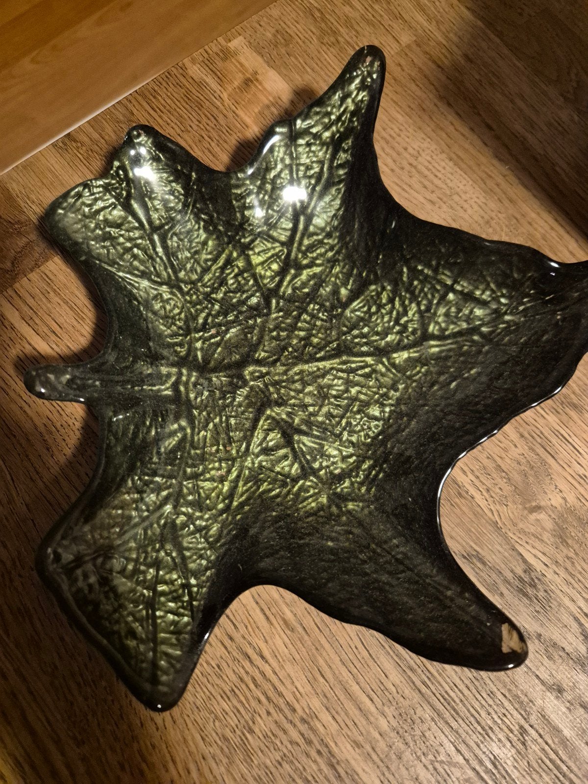 Decoratieve schaal in bladmotief, groen/zwart, Ophalen of Verzenden