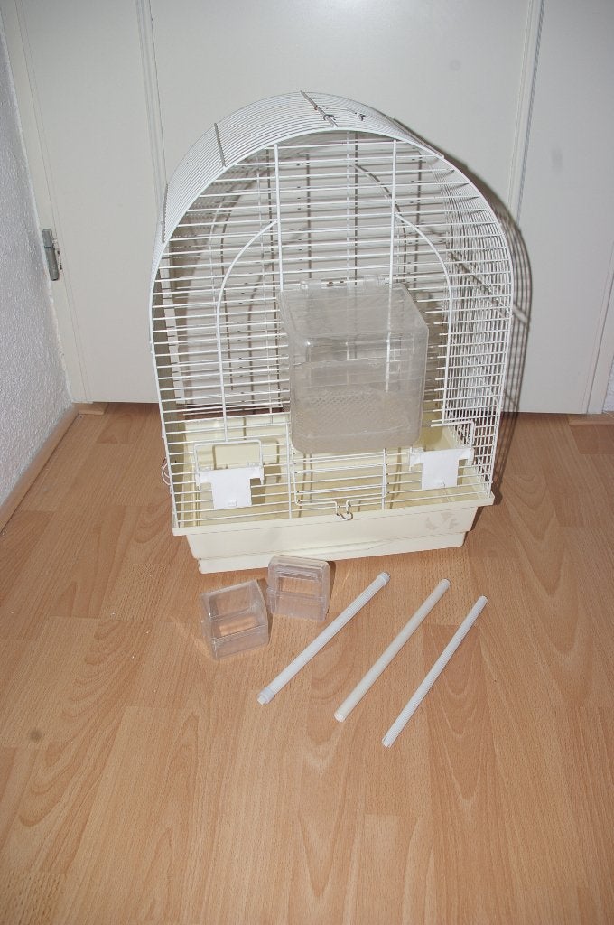 Vogelkooi     wit, Ophalen of Verzenden, Gebruikt, Metaal, Vogelkooi