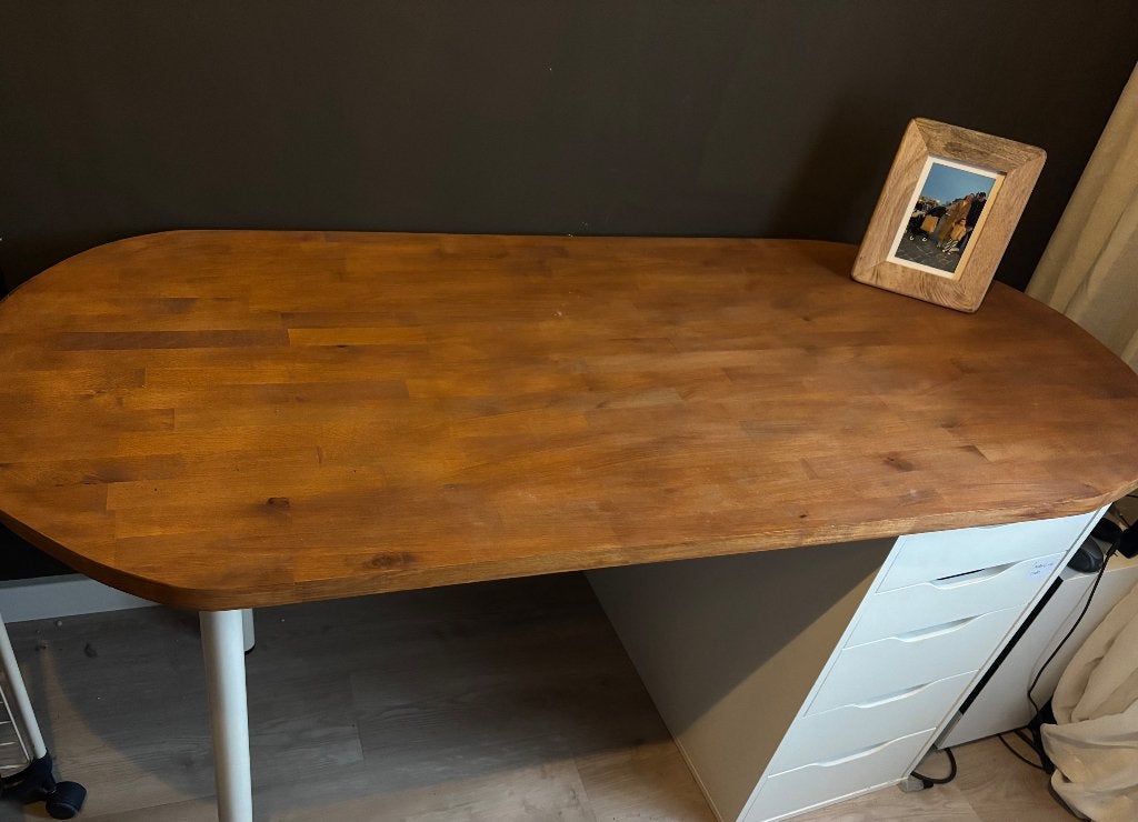 Bureau met zelfgemaakt bureaublad, Huis en Inrichting, Ophalen, Overige typen, Gebruikt, Hout