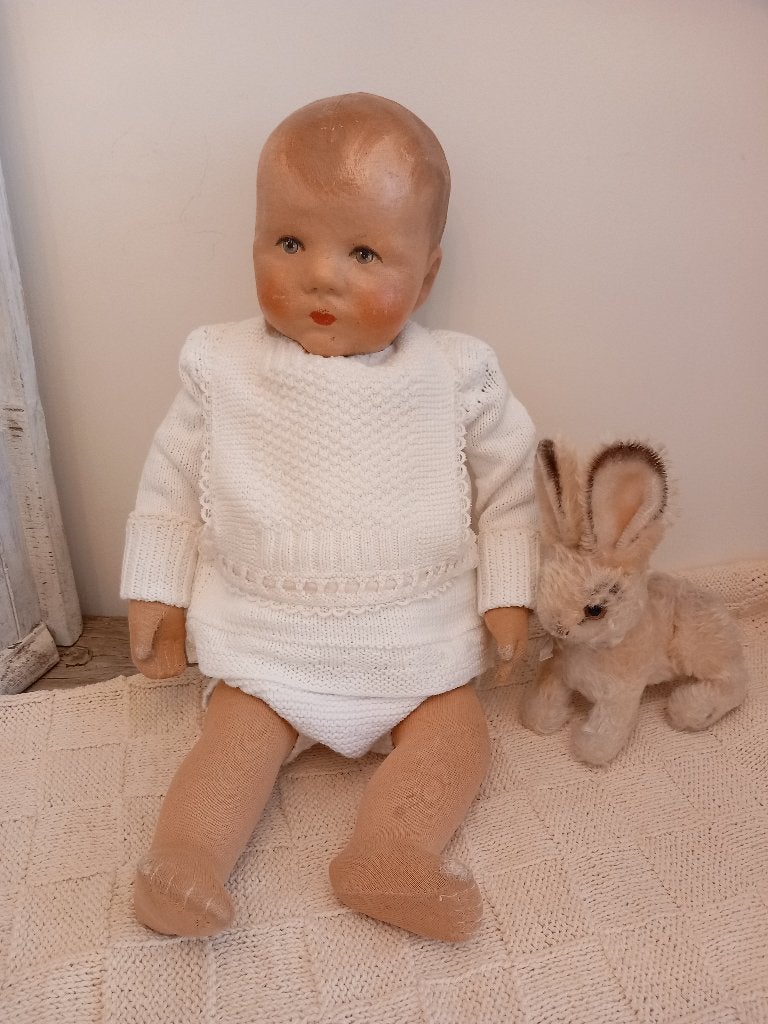 Vintage baby poppen kleertjes 4 delig set jaren 50., Ophalen of Verzenden, Zo goed als nieuw, Kleertjes