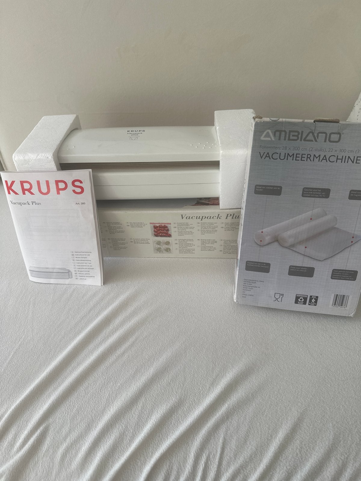 Krups Vacupack Plus Vacumeermachine met Ambiano folie, Ophalen of Verzenden, Zo goed als nieuw