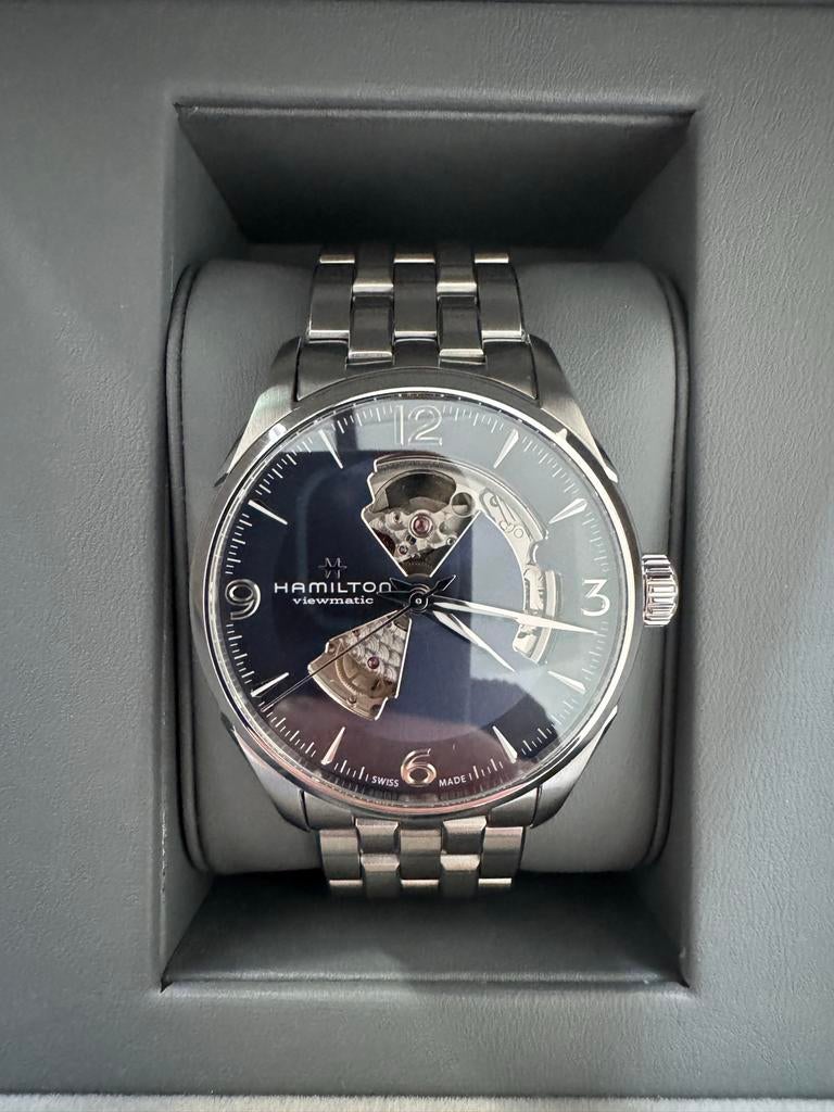 Hamilton Jazzmaster Open Heart Automaat H32705140, Sieraden, Tassen en Uiterlijk, Horloges | Heren, Zo goed als nieuw, Polshorloge