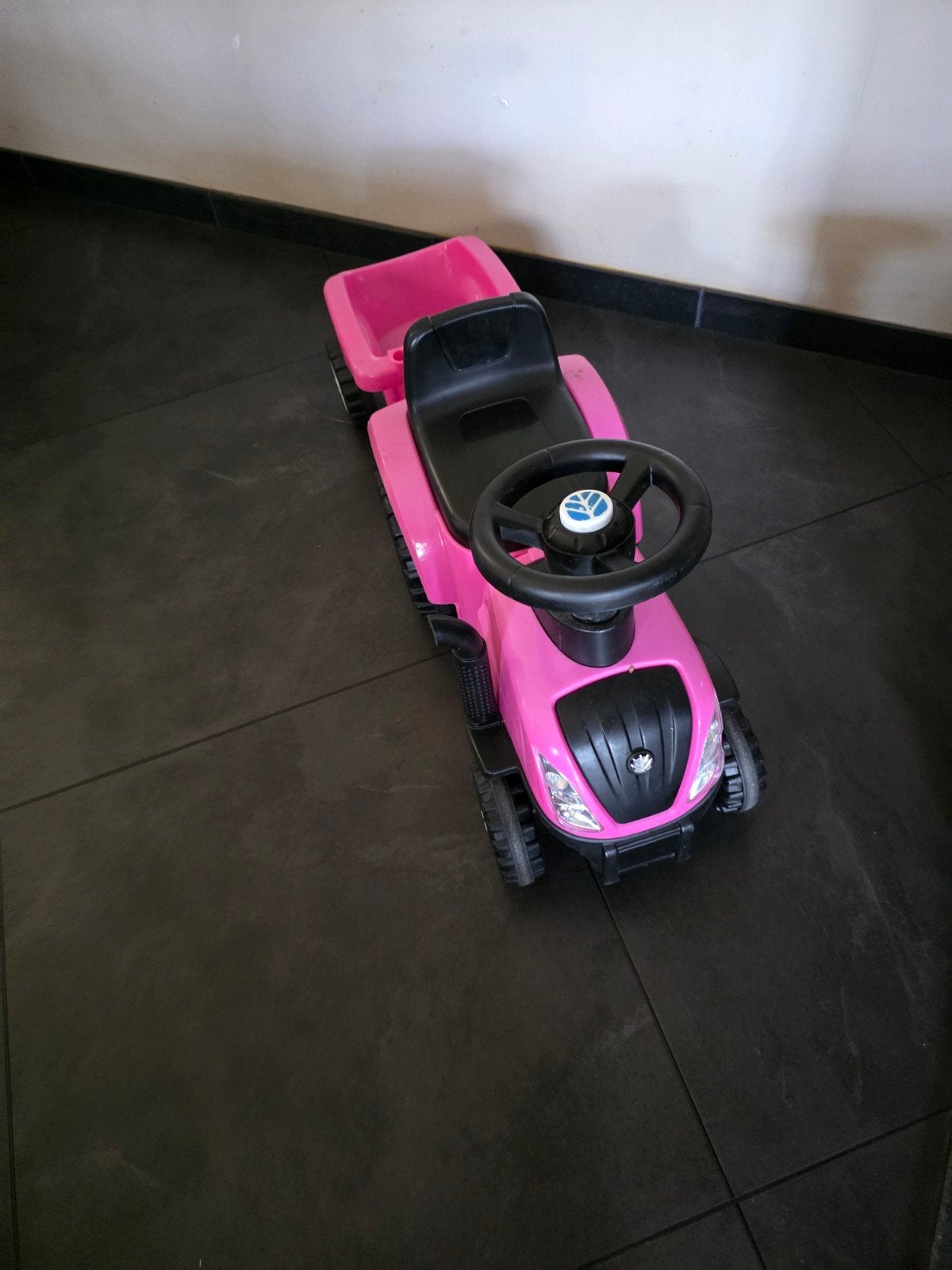 Roze kinder tractor met aanhanger, Ophalen of Verzenden, Gebruikt