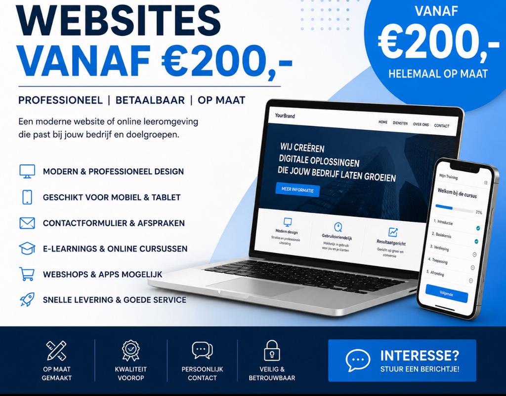 Website, Webshop of E-learning nodig?, Ophalen, Zo goed als nieuw