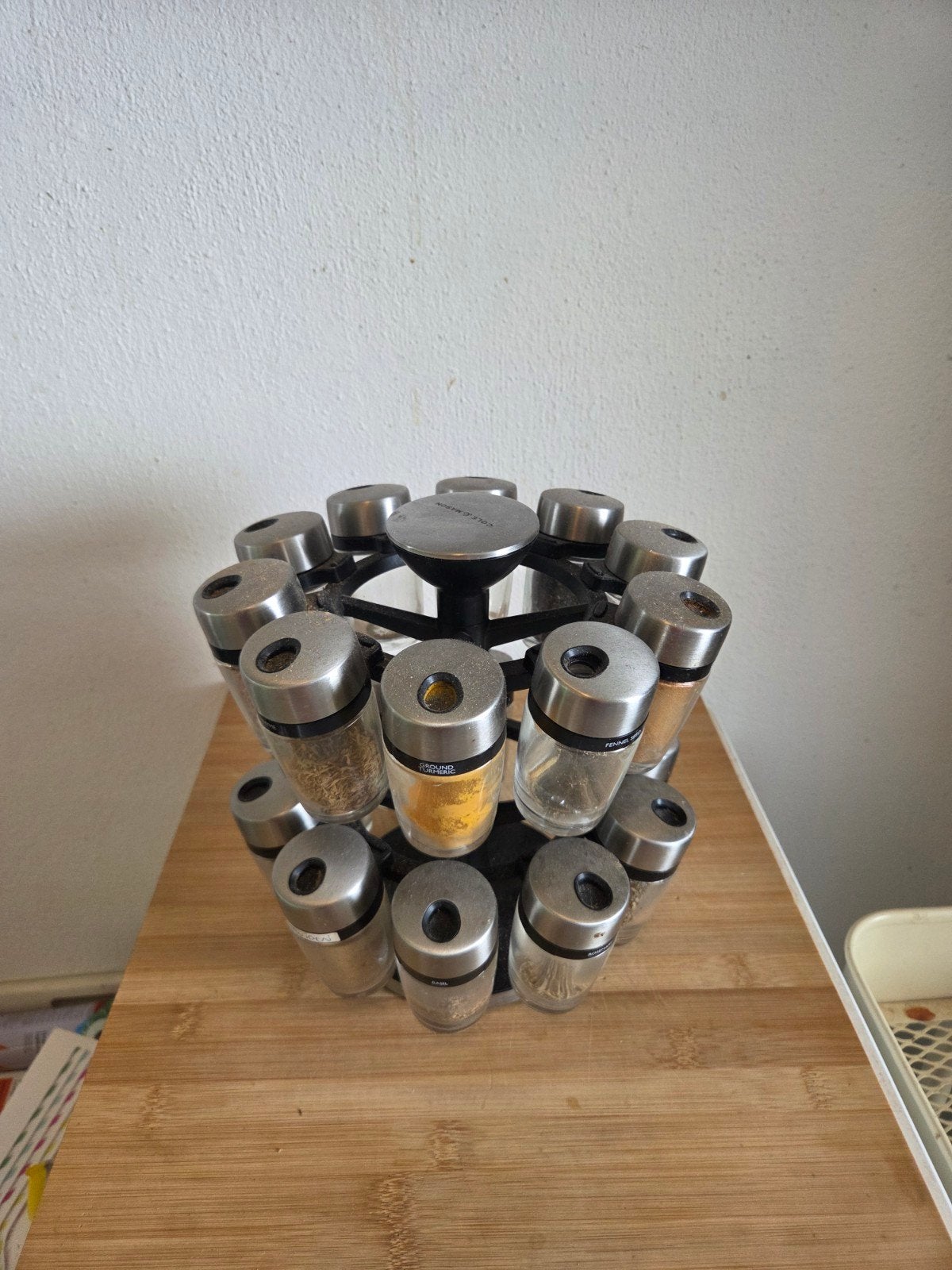 Cole & Mason Kruidenrek met 20 potjes, Ophalen, Zilver, Overige merken, Glas