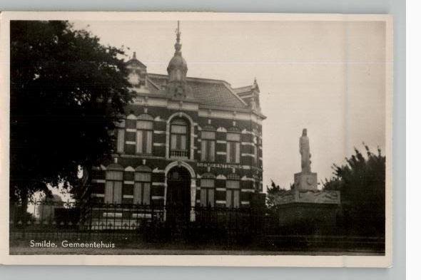 Smilde Gemeentehuis 3 zegels st 1951, Verzenden, 1940 tot 1960, Gelopen, Drenthe