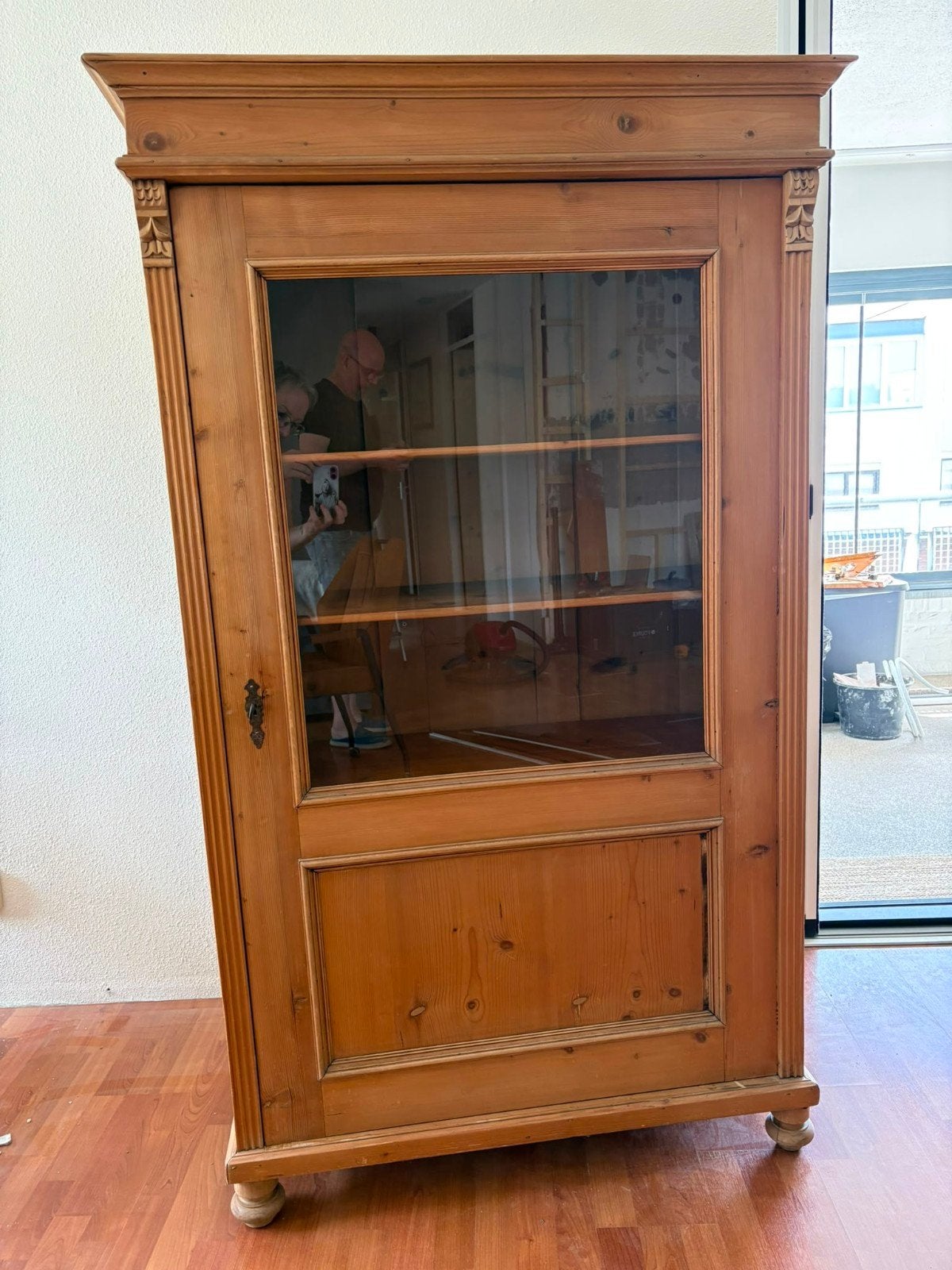 Antieke grenen kast, Ophalen, Gebruikt, 100 tot 150 cm, 150 tot 200 cm