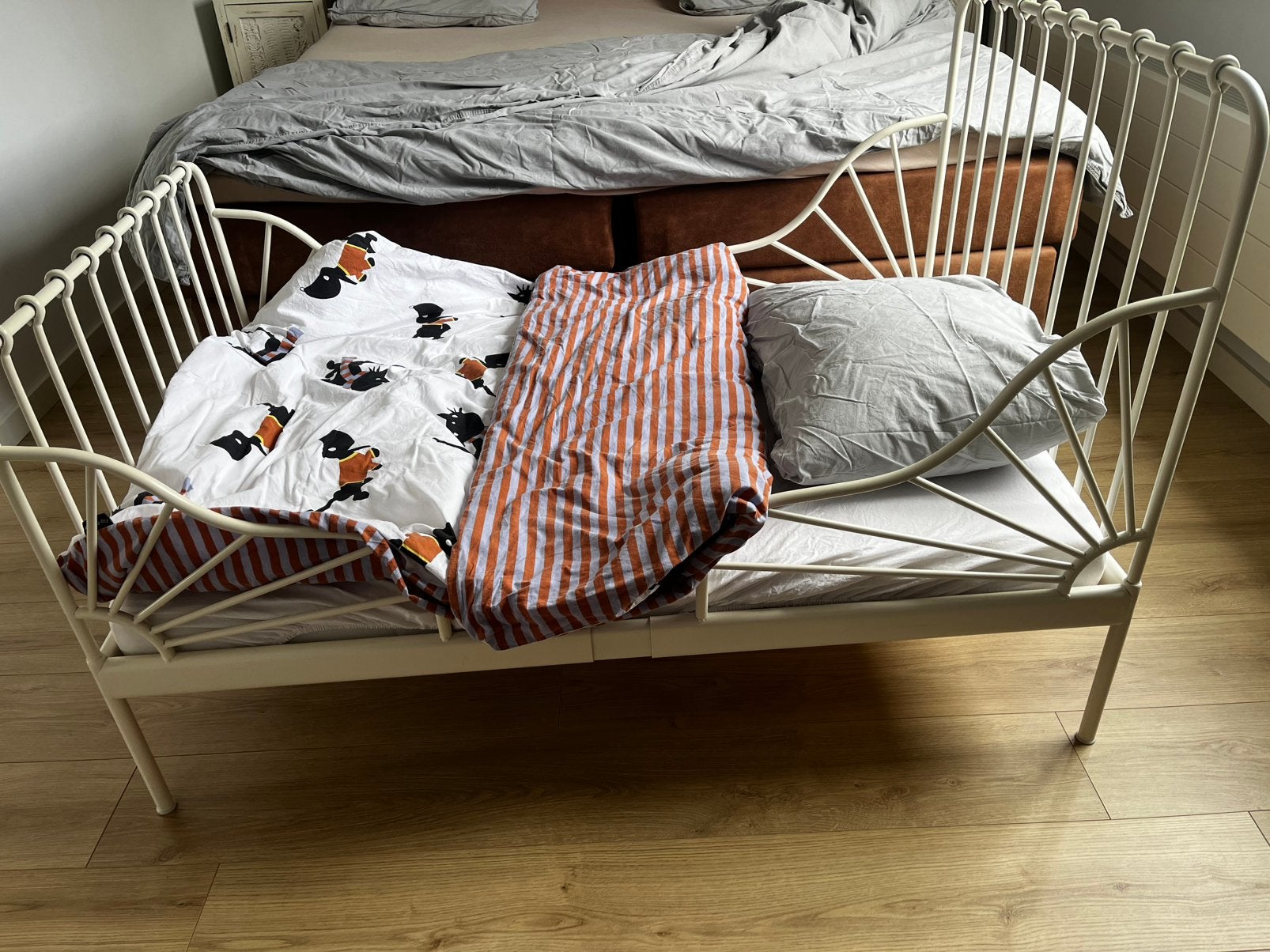 Ikea meegroeibed Minnen, Kinderen en Baby's, Kinderkamer | Bedden, Ophalen, Gebruikt, 70 tot 85 cm, Matras