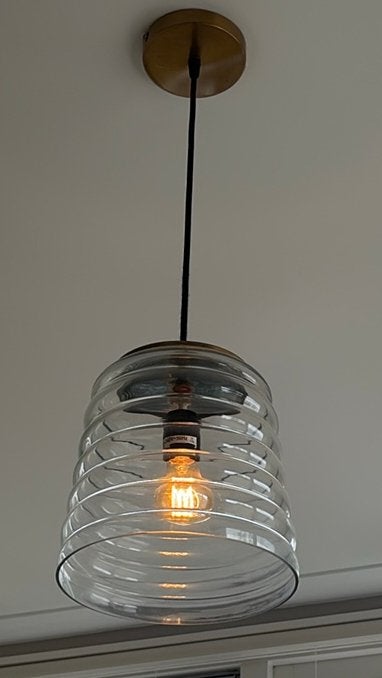 NIEUW! Rivièra Maison hanglamp - Glas met brons/koper, Huis en Inrichting, Ophalen of Verzenden, Nieuw, Glas