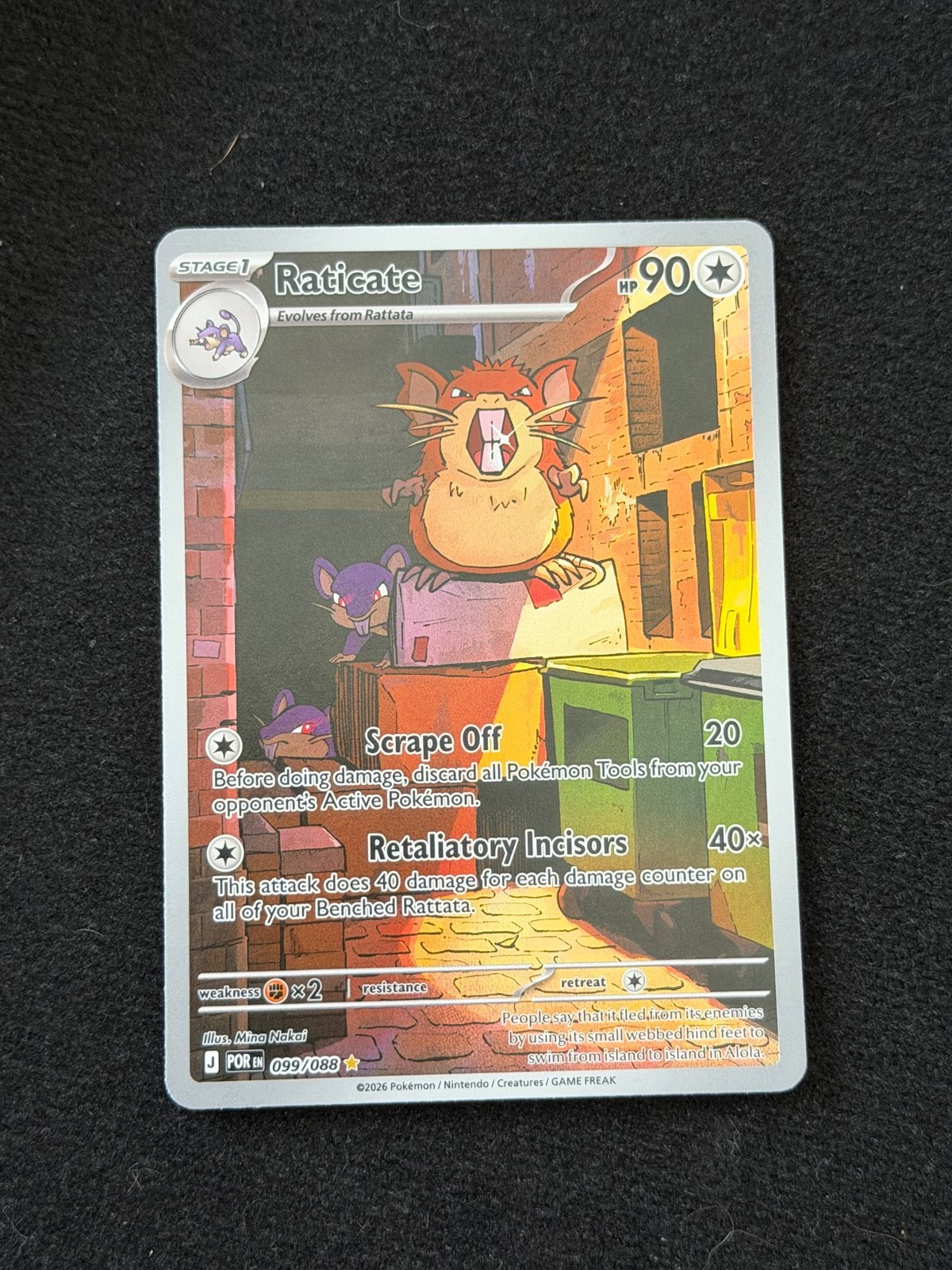 Raticate Pokémon Kaart - Stage 1, 90 HP perfect order, Ophalen of Verzenden, Zo goed als nieuw, Losse kaart