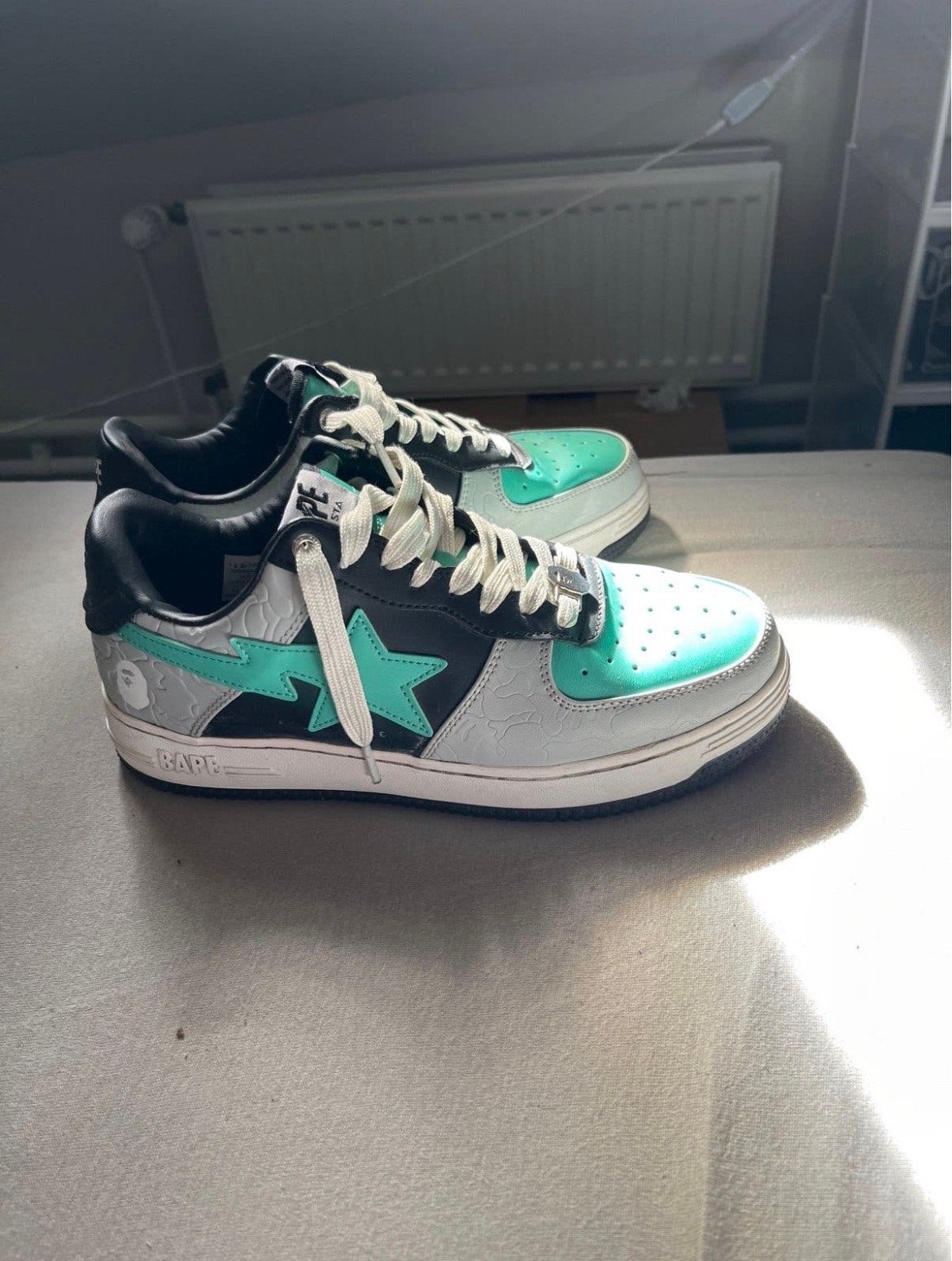 BAPE Bape Sta Low Grey Green maat 42 – gedragen zonder doos, Overige kleuren, Ophalen of Verzenden, Sneakers of Gympen, Gedragen